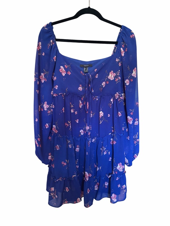 Forever 21 Dresses & Skirts - Forever 21 Blue Off The Shoulder Floral Tiered Mini Dress